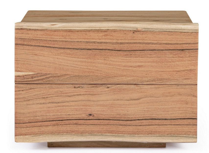 Table de chevet 2 tiroirs bois acacia naturel Denia 60 cm - Photo n°1
