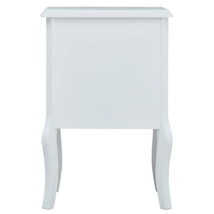 Table de chevet 2 tiroirs bois blanc et gris Tamba - Photo n°4