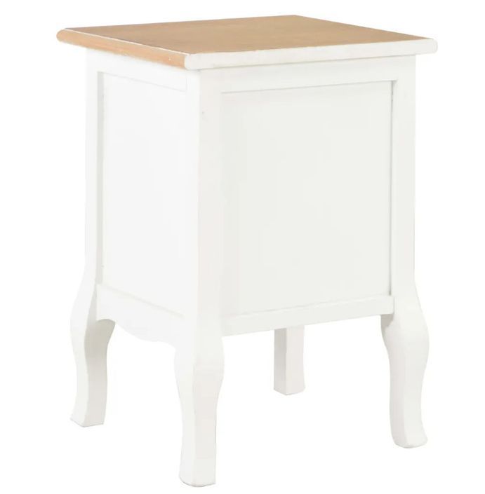 Table de chevet 2 tiroirs bois clair et blanc Naomie - Lot de 2 - Photo n°5