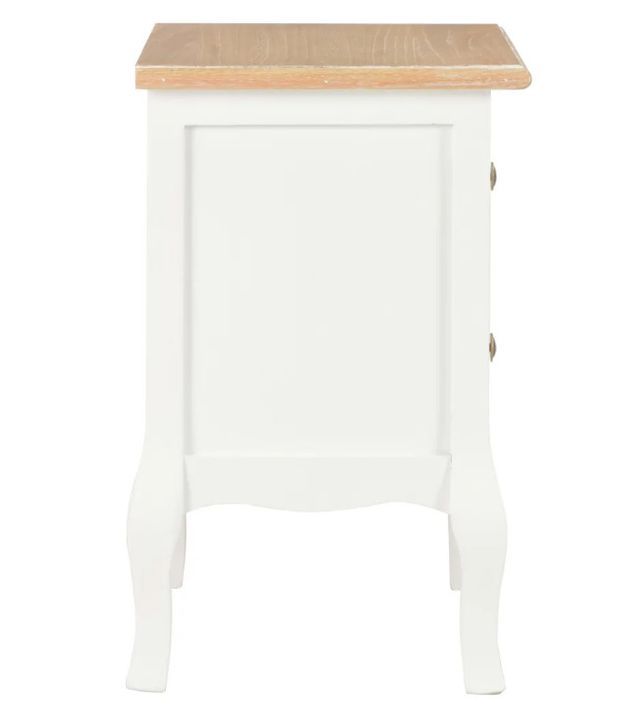 Table de chevet 2 tiroirs bois clair et blanc Naomie - Lot de 2 - Photo n°6