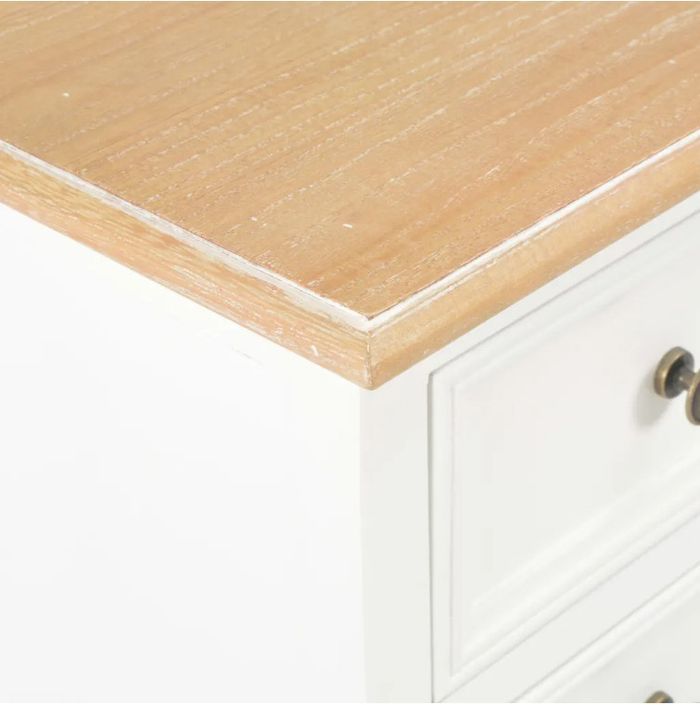 Table de chevet 2 tiroirs bois clair et blanc Naomie - Lot de 2 - Photo n°7