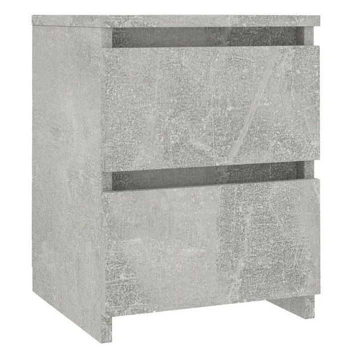 Table de chevet 2 tiroirs bois gris effet béton Ricio - Photo n°1
