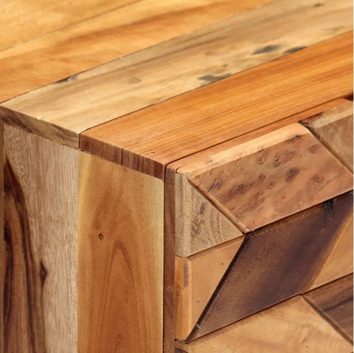 Table de chevet 2 tiroirs bois massif recyclé Ray - Photo n°3