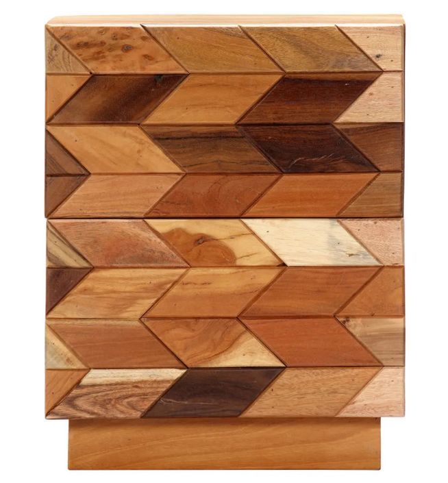 Table de chevet 2 tiroirs bois massif recyclé Ray - Photo n°6