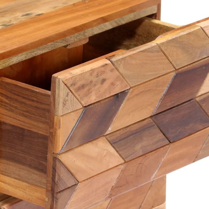 Table de chevet 2 tiroirs bois massif recyclé Ray - Photo n°7