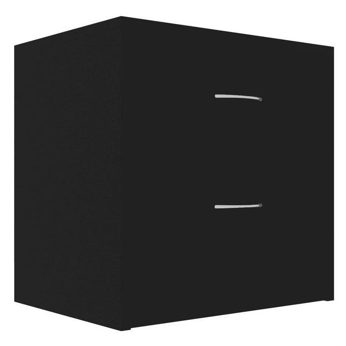 Table de chevet 2 tiroirs bois noir Romma - Photo n°1
