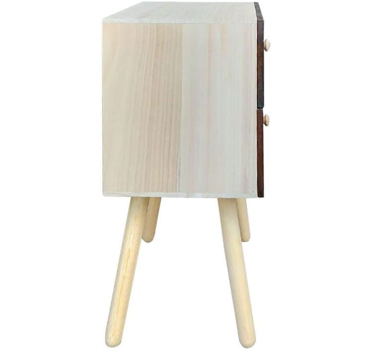 Table de chevet 2 tiroirs marron et pieds bois massif clair Tanaca - Photo n°2