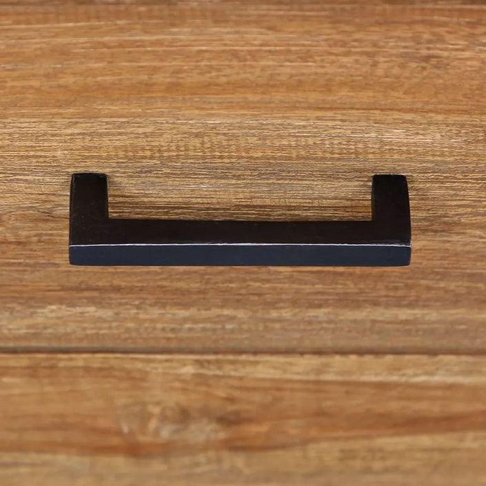 Table de chevet 2 tiroirs teck massif foncé et pieds noir Nubri - Photo n°5