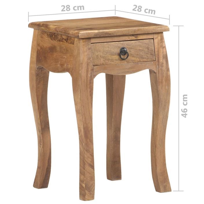 Table de chevet 28x28x46 cm Bois de manguier massif 3 - Photo n°8