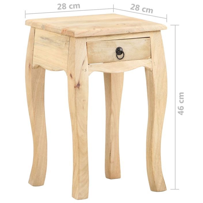 Table de chevet 28x28x46 cm Bois de manguier massif 2 - Photo n°8