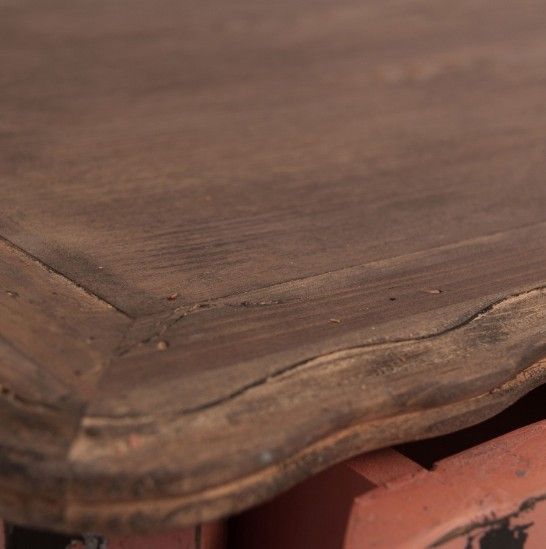 Table de chevet 3 tiroirs pin massif rose vieilli Luigi - Photo n°4