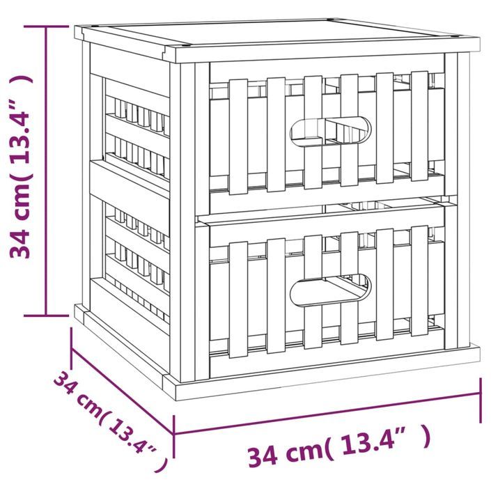 Table de chevet 34x34x34 cm Bois massif de noyer - Photo n°8