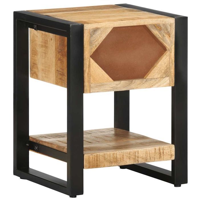 Table de chevet 35x34x45 cm bois de manguier massif brut - Photo n°6