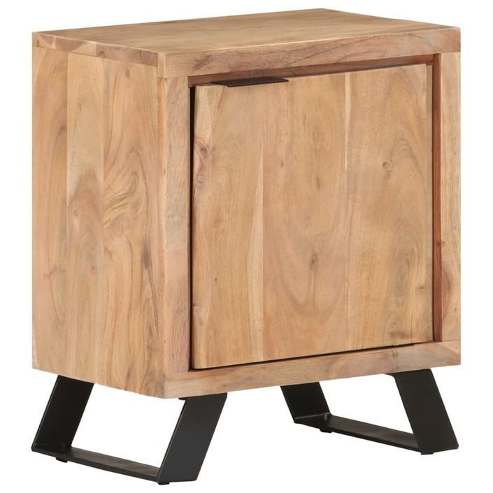 Table de chevet 40x30x50 cm Bois d'acacia avec bord naturel - Photo n°9