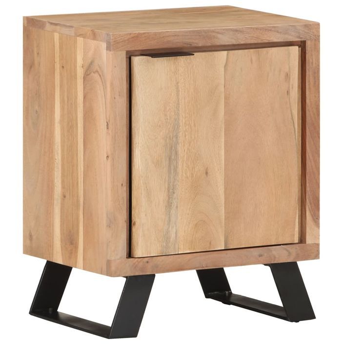 Table de chevet 40x30x50 cm Bois d'acacia avec bord naturel - Photo n°11