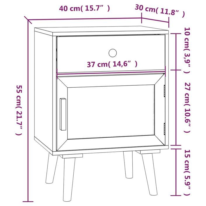 Table de chevet 40x30x55 cm bois d’ingénierie - Photo n°7