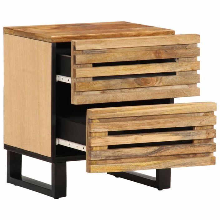 Table de chevet 40x33x46 cm bois de manguier massif brut - Photo n°3