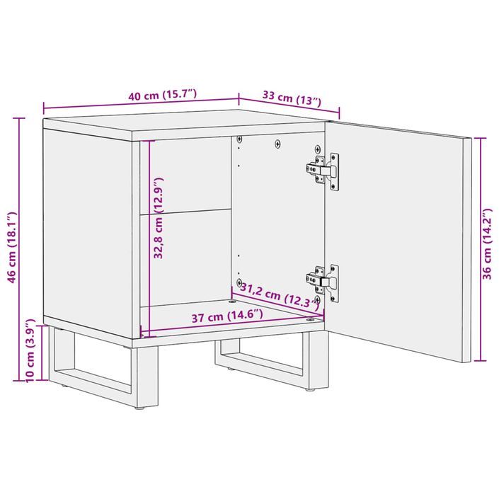 Table de chevet 40x33x46 cm Bois massif de récupération - Photo n°10