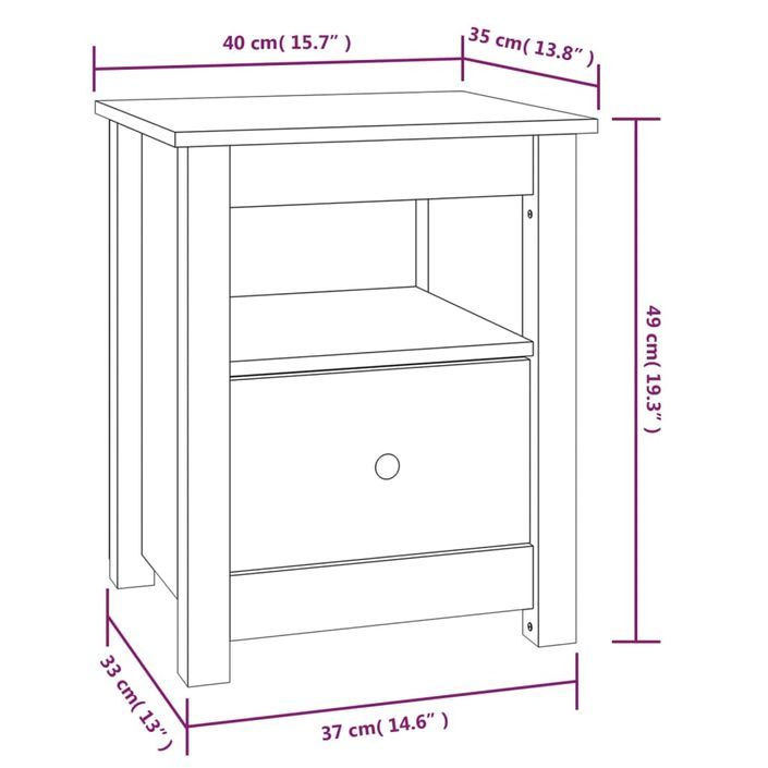 Table de chevet 40x35x49 cm Bois de pin massif - Photo n°9