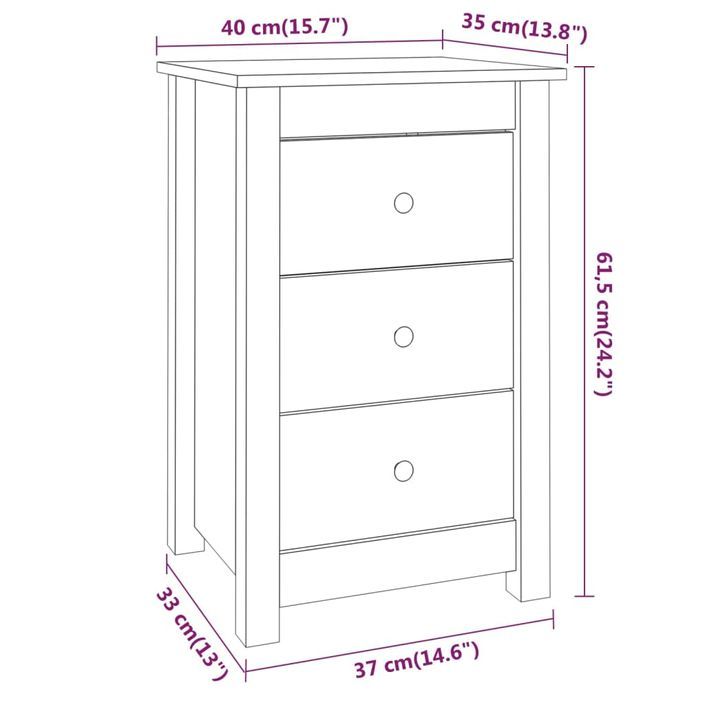 Table de chevet 40x35x61,5 cm Bois de pin massif - Photo n°9