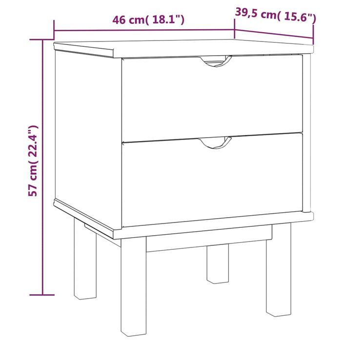 Table de chevet 46x39,5x57 cm Bois de pin solide - Photo n°6