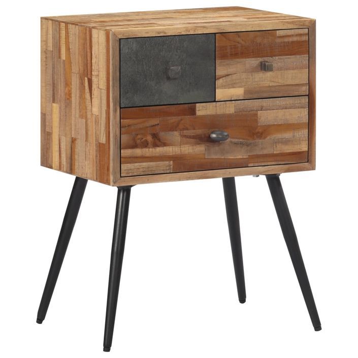 Table de chevet 47x31,5x60 cm bois massif de teck - Photo n°1