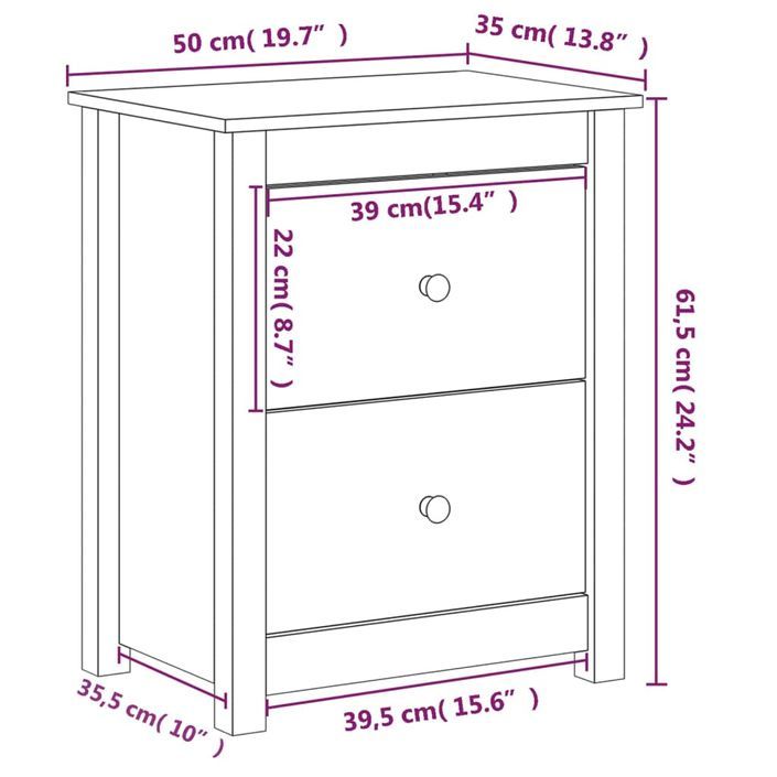 Table de chevet 50x35x61,5 cm Bois de pin massif - Photo n°10