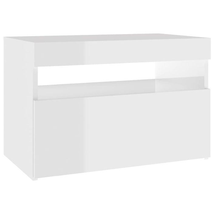 Table de chevet à LED Blanc brillant 60x35x40 cm - Photo n°7