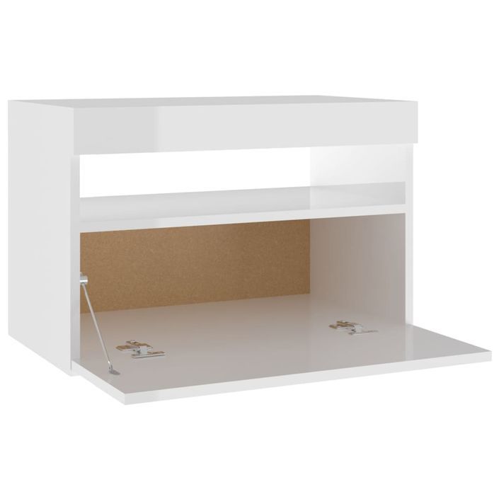 Table de chevet à LED Blanc brillant 60x35x40 cm - Photo n°8