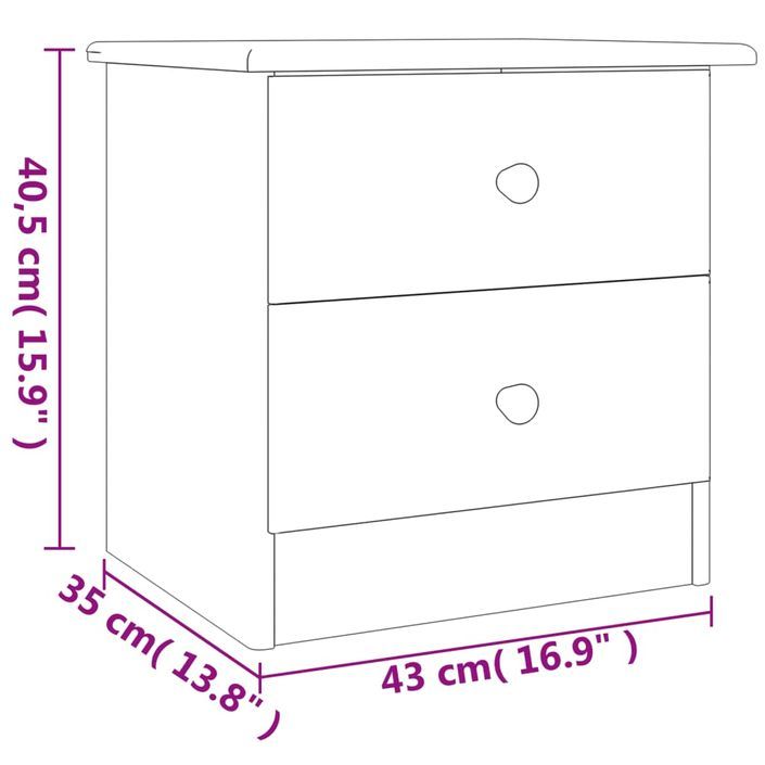 Table de chevet ALTA 43x35x40,5 cm bois de pin massif - Photo n°8