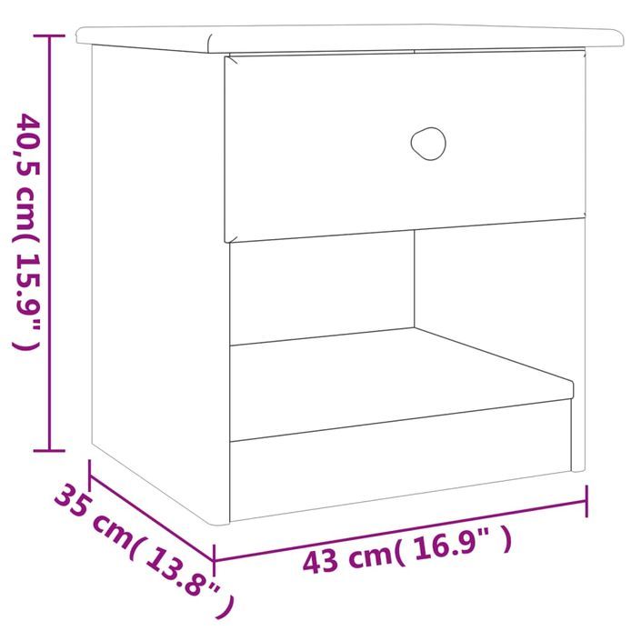 Table de chevet ALTA blanc 43x35x40,5 cm bois de pin massif - Photo n°8