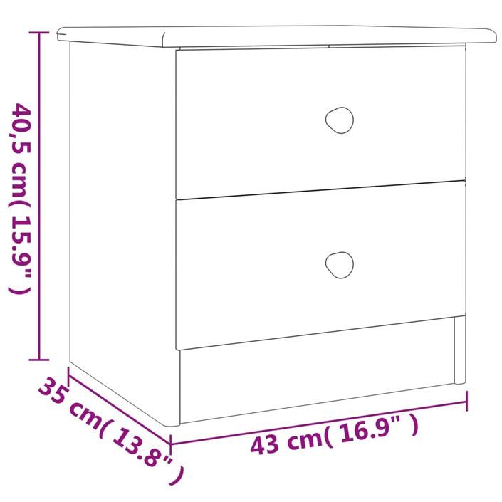 Table de chevet ALTA blanc 43x35x40,5 cm bois de pin massif - Photo n°8