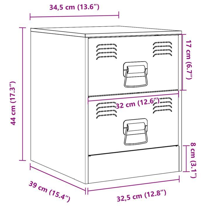 Table de chevet anthracite 34,5x39x44 cm acier - Photo n°12