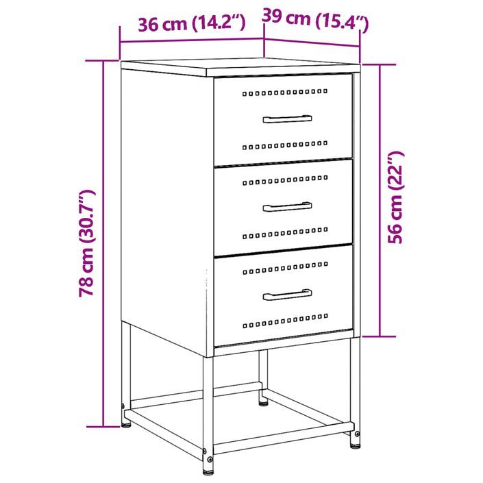 Table de chevet anthracite 36x39x78 cm acier - Photo n°12