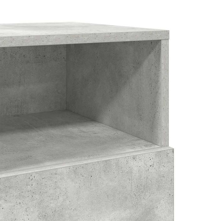 Table de chevet avec 2 tiroirs gris béton 36x36x68 cm - Photo n°9