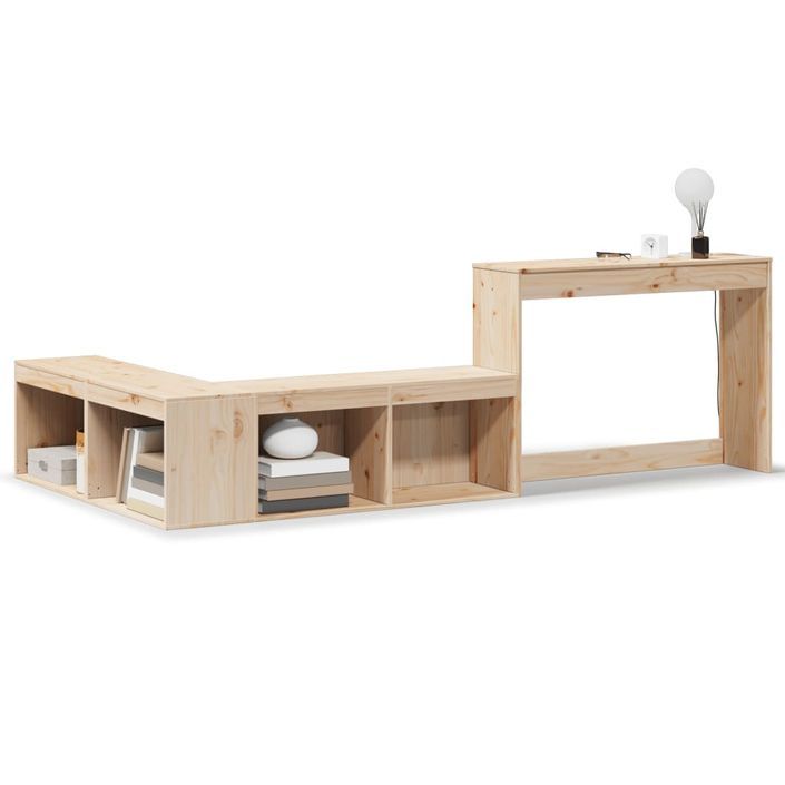 Table de chevet avec bureau 222x107x75 cm bois de pin massif - Photo n°2