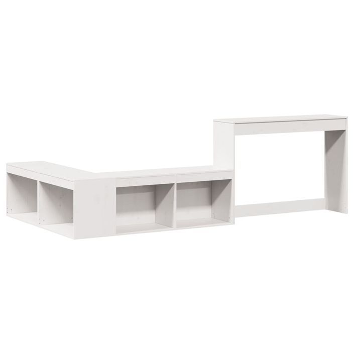 Table de chevet avec bureau blanc bois de pin massif - Photo n°3