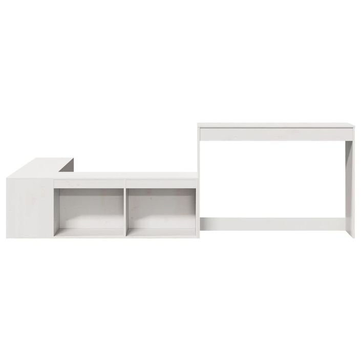 Table de chevet avec bureau blanc bois de pin massif - Photo n°4