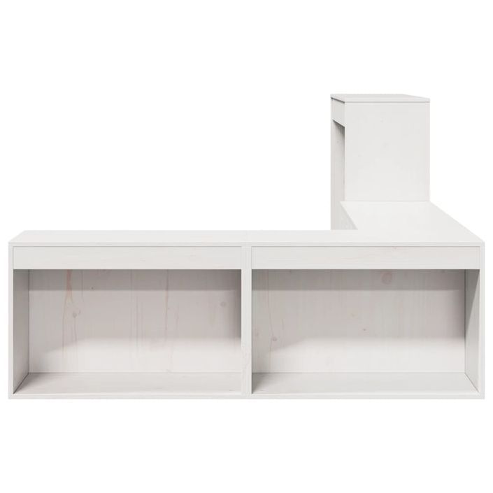 Table de chevet avec bureau blanc bois de pin massif - Photo n°5