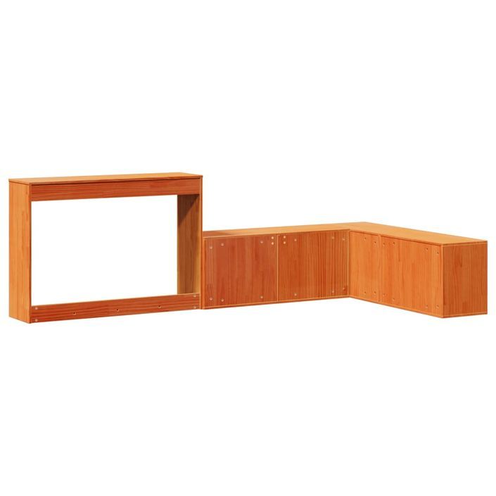 Table de chevet avec bureau cire marron bois de pin massif - Photo n°6