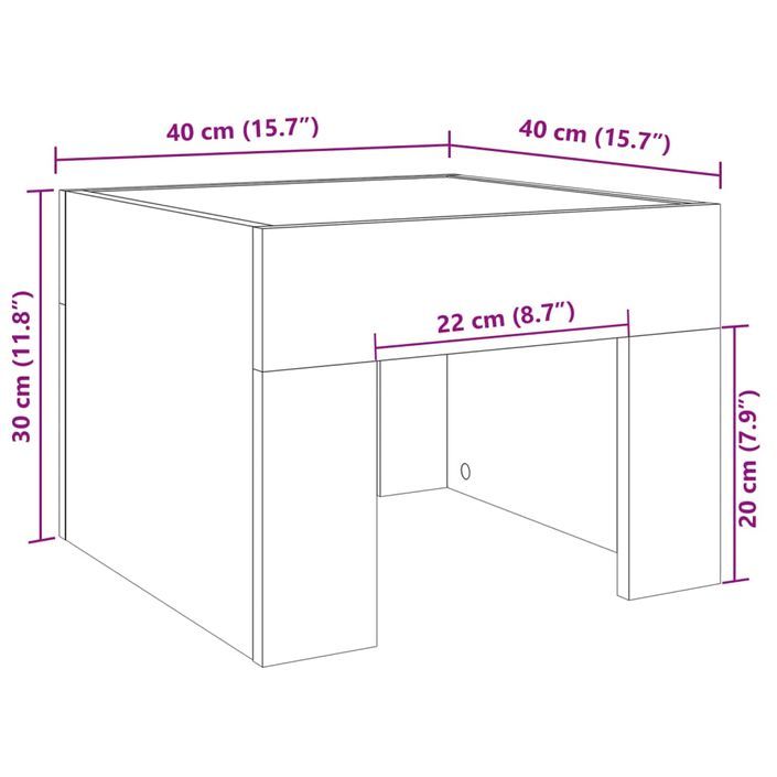 Table de chevet avec LED infini blanc 40x40x30 cm - Photo n°11