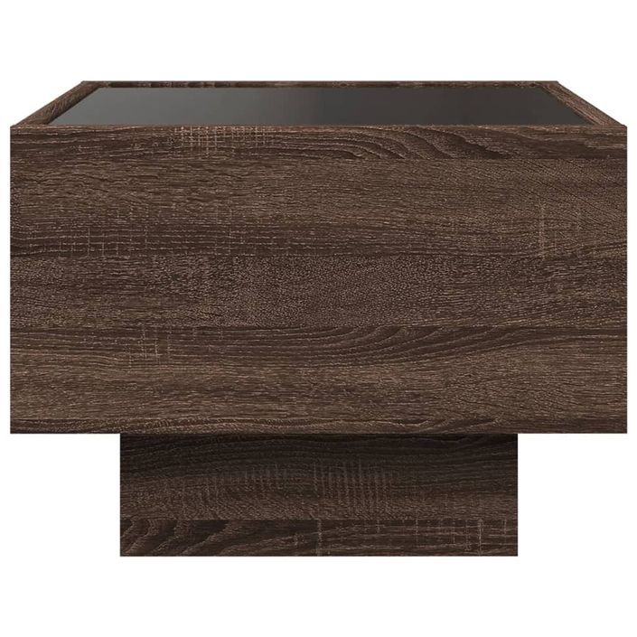 Table de chevet avec LED infini chêne marron 40x40x30 cm - Photo n°7