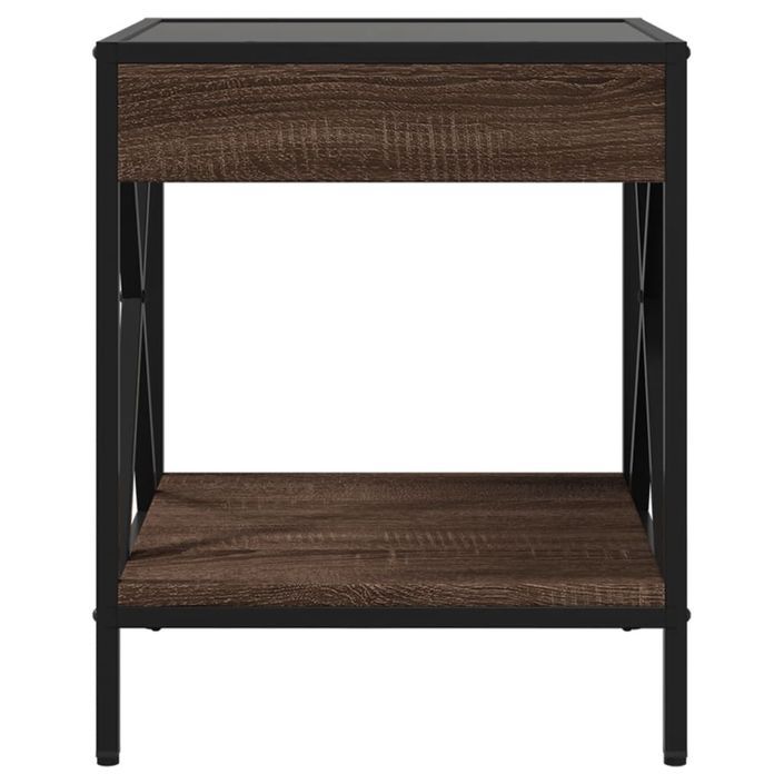 Table de chevet avec LED infini chêne marron 40x40x49 cm - Photo n°6