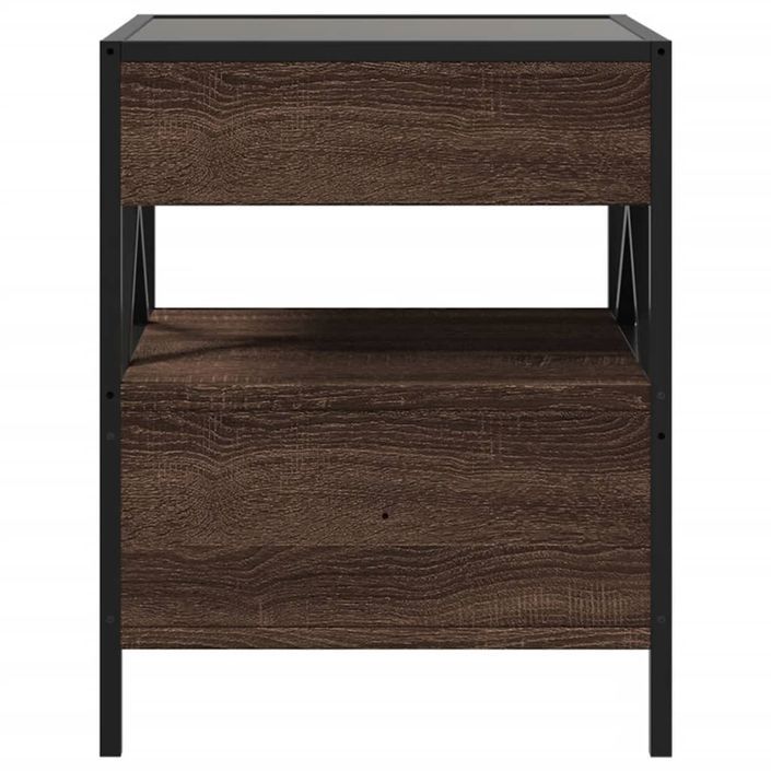 Table de chevet avec LED infini chêne marron 40x40x51 cm - Photo n°6