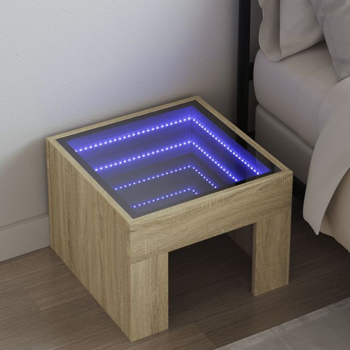 Table de chevet avec LED infini chêne sonoma 40x40x30 cm - Photo n°1