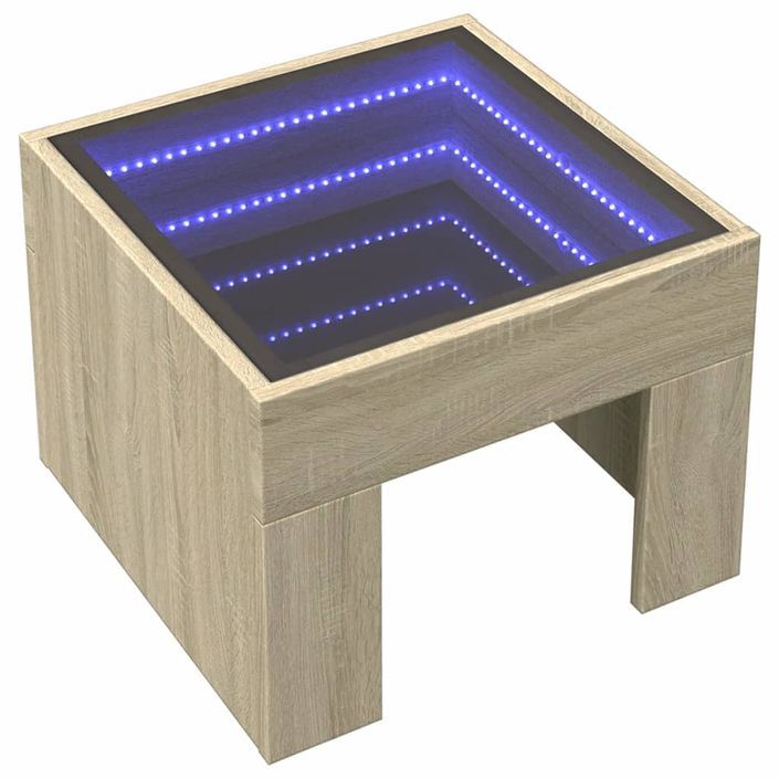 Table de chevet avec LED infini chêne sonoma 40x40x30 cm - Photo n°3