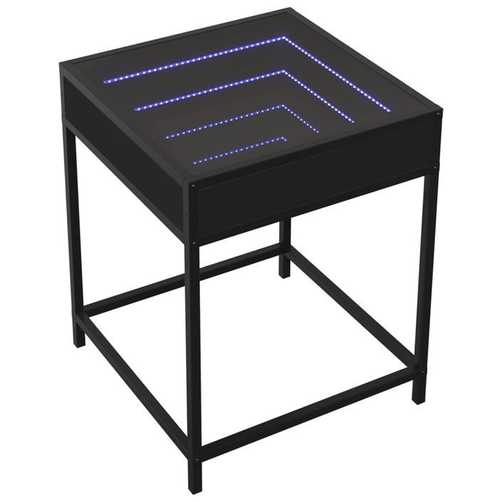 Table de chevet avec LED infini noir 40x40x51 cm - Photo n°3