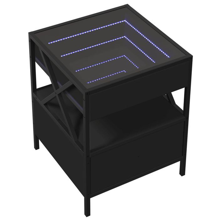 Table de chevet avec LED infini noir 40x40x51 cm - Photo n°3