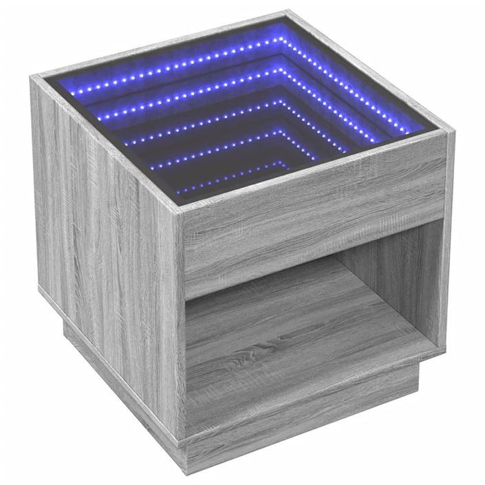 Table de chevet avec LED infini sonoma gris 50x50x50 cm - Photo n°3