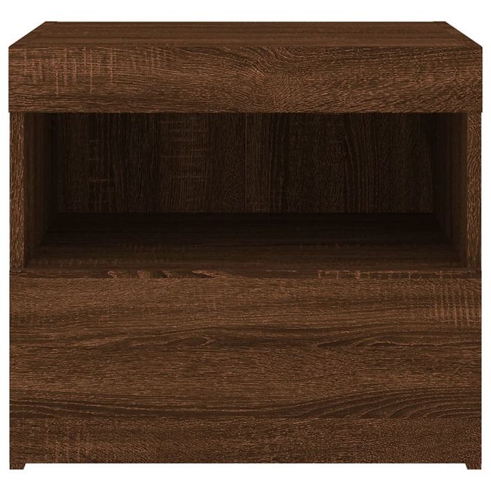 Table de chevet avec lumières LED chêne marron 50x40x45 cm - Photo n°8